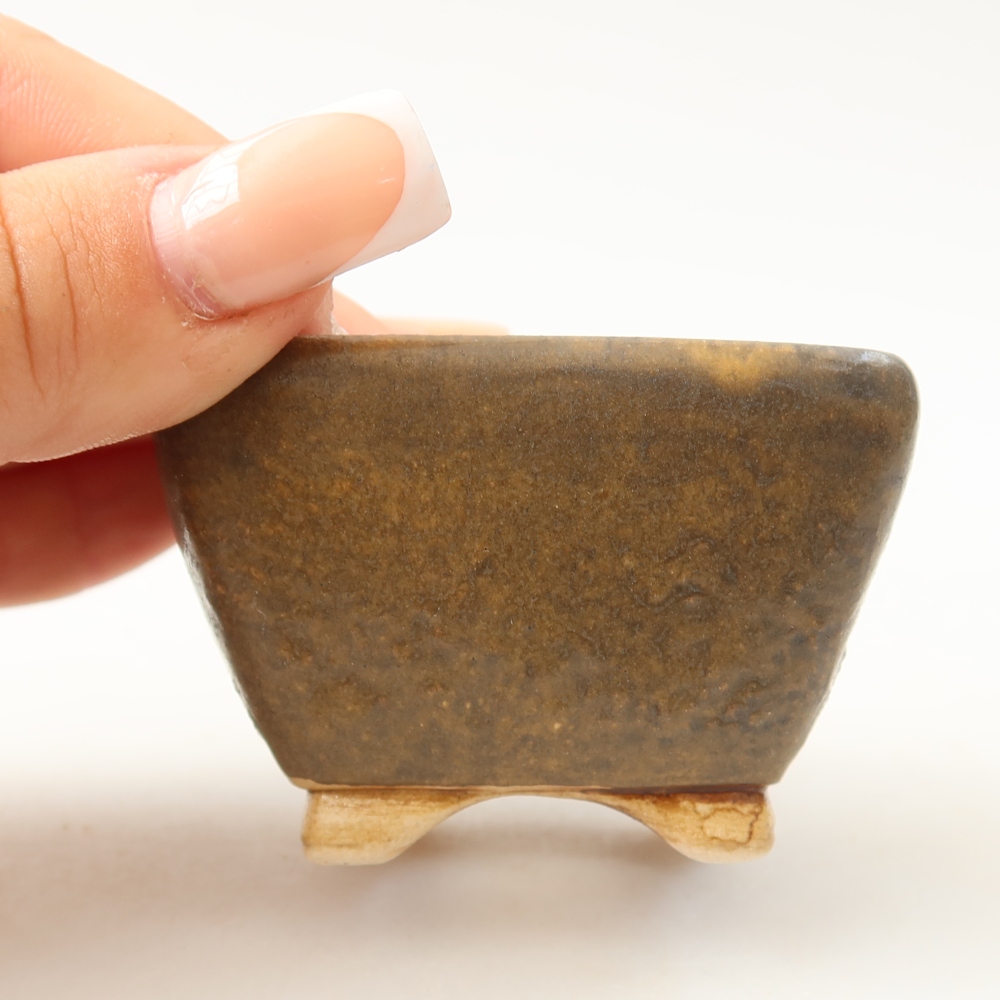 kerámia bonsai tál 6 x 6 x 4 cm, barna