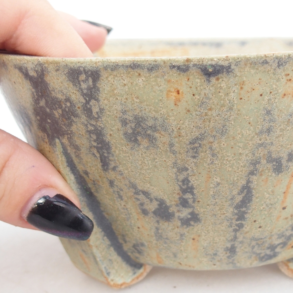 Kerámia bonsai tál 13,5 x 13,5 x 6,5 cm, zöld