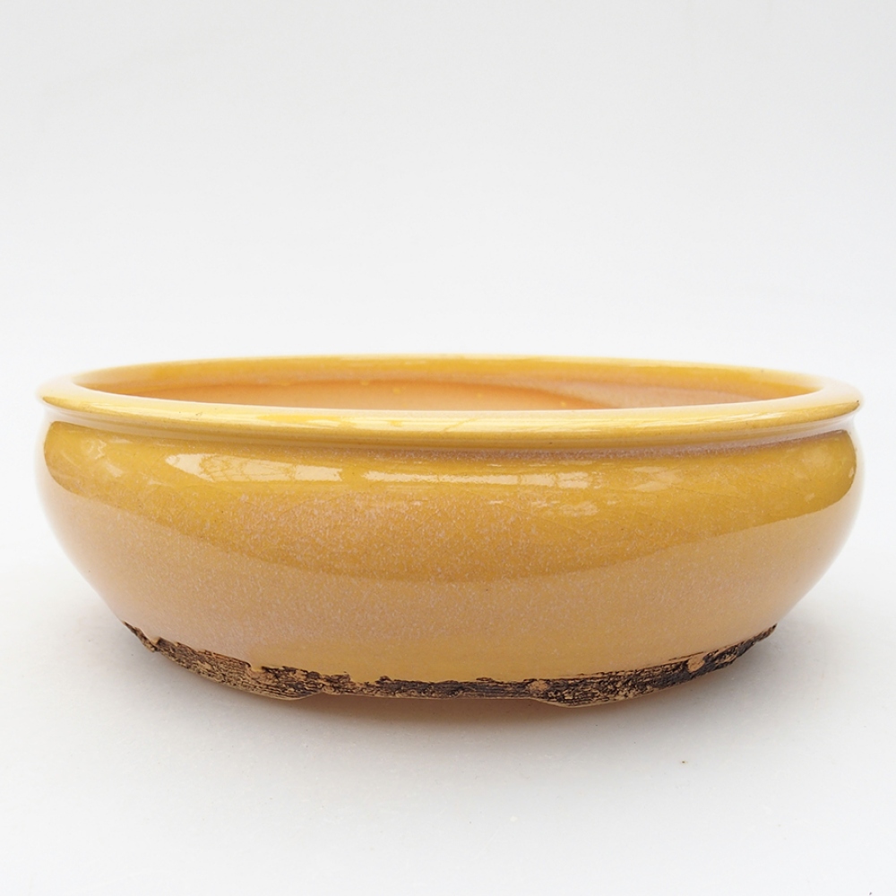 kerámia bonsai tál 18,5 x 18,5 x 6 cm, sárga