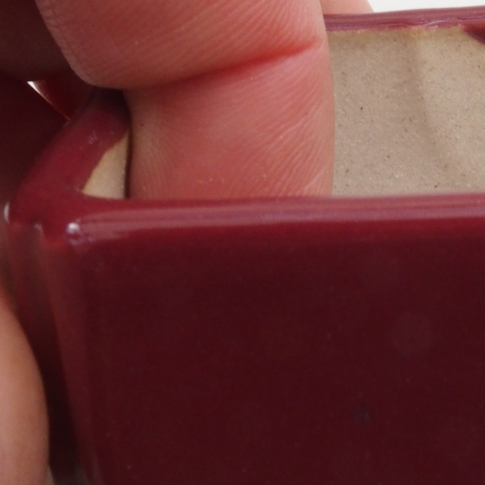 Mini bonsai tál 4,5 x 4,5 x 3 cm, bordó színben