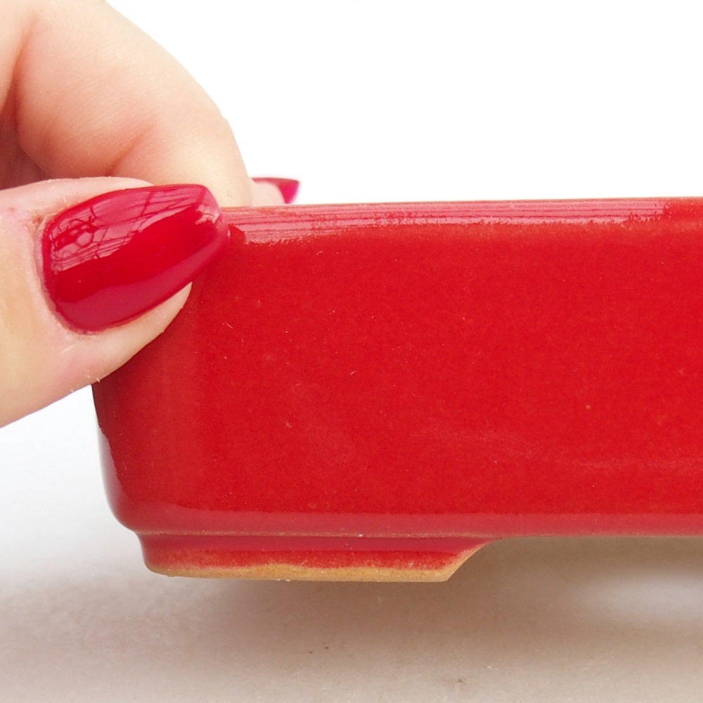 Kerámia bonsai tál 12,5 x 9,5 x 3,5 cm, piros színben