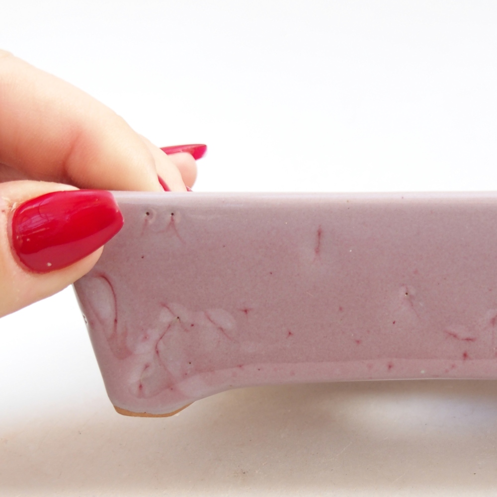 kerámia bonsai tál 12 x 9 x 3,5 cm, rózsaszínű