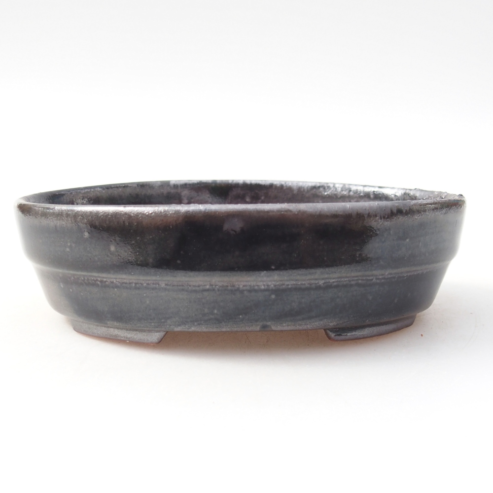 Kerámia bonsai tál 14 x 10,5 x 4 cm, fekete színben