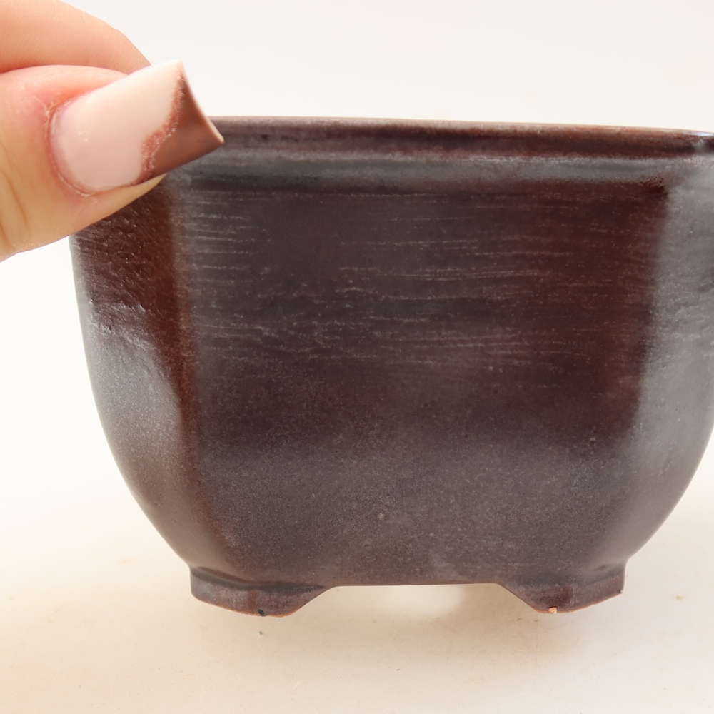 Kerámia bonsai tál, 10 x 10 x 6,5 cm, barna színű