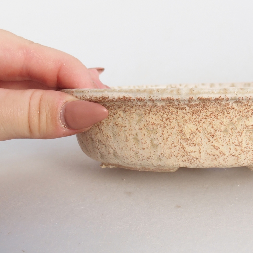 kerámia bonsai tál 15 x 10,5 x 3,5 cm, bézs színben