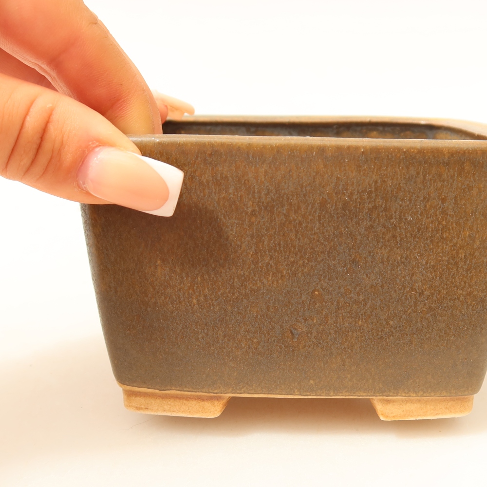 Kerámia bonsai-tál 10,5 x 10,5 x 7 cm, barna színű