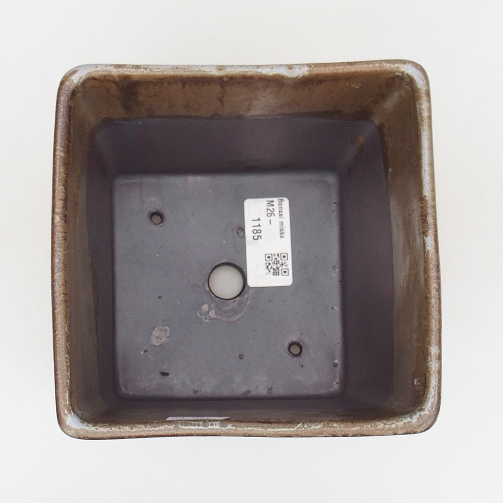 kerámia bonsai tál 13 x 13 x 13 cm, barna-zöld színben