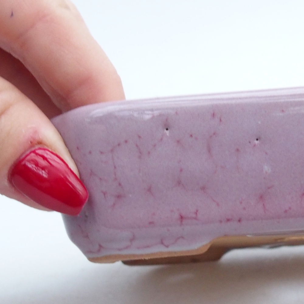 kerámia bonsai tál 12 x 9 x 3 cm, rózsaszínű