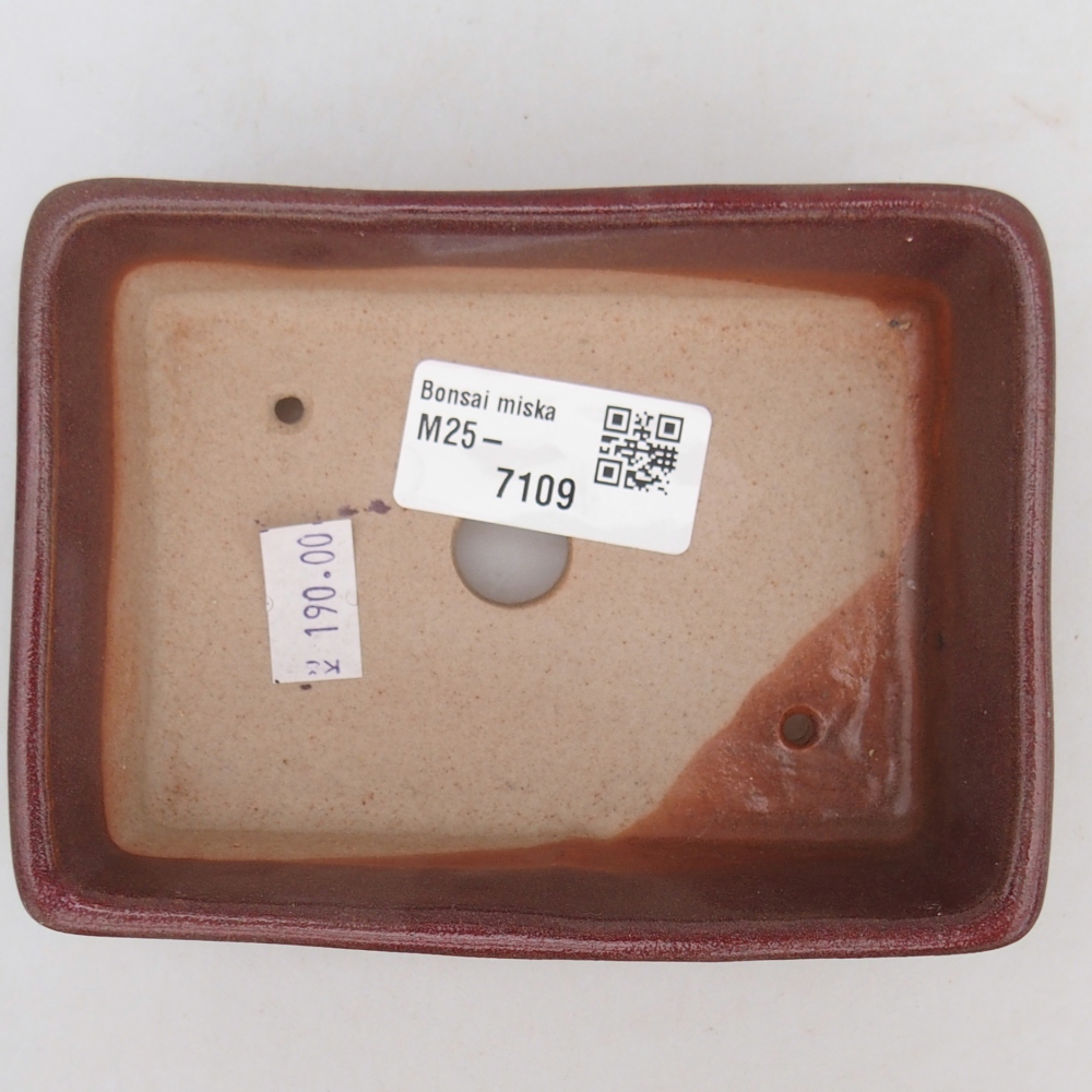 kerámia bonsai tál 11,5 x 9,5 x 6 cm, bordó színben