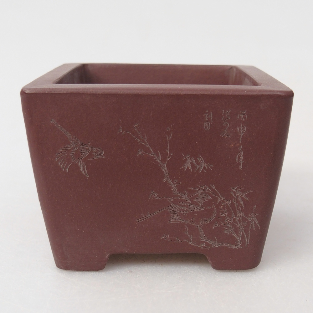 Mini bonsai tál 6 x 6 x 4,5 cm, barna