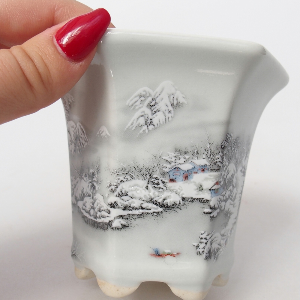 kerámia bonsai tál 10 x 9 x 9 cm, fehér színben