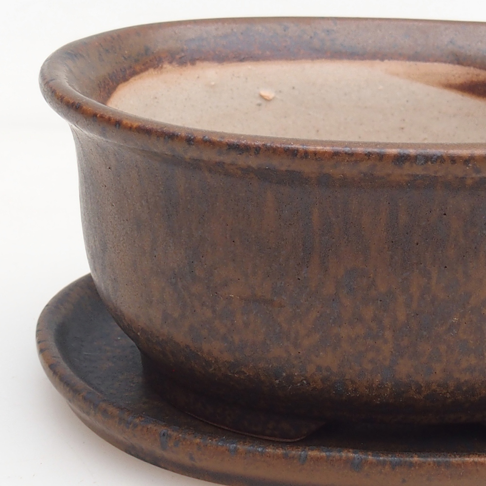 Bonsai tál + csészealj H11 - 11,5 x 10 x 4 cm. - zöld