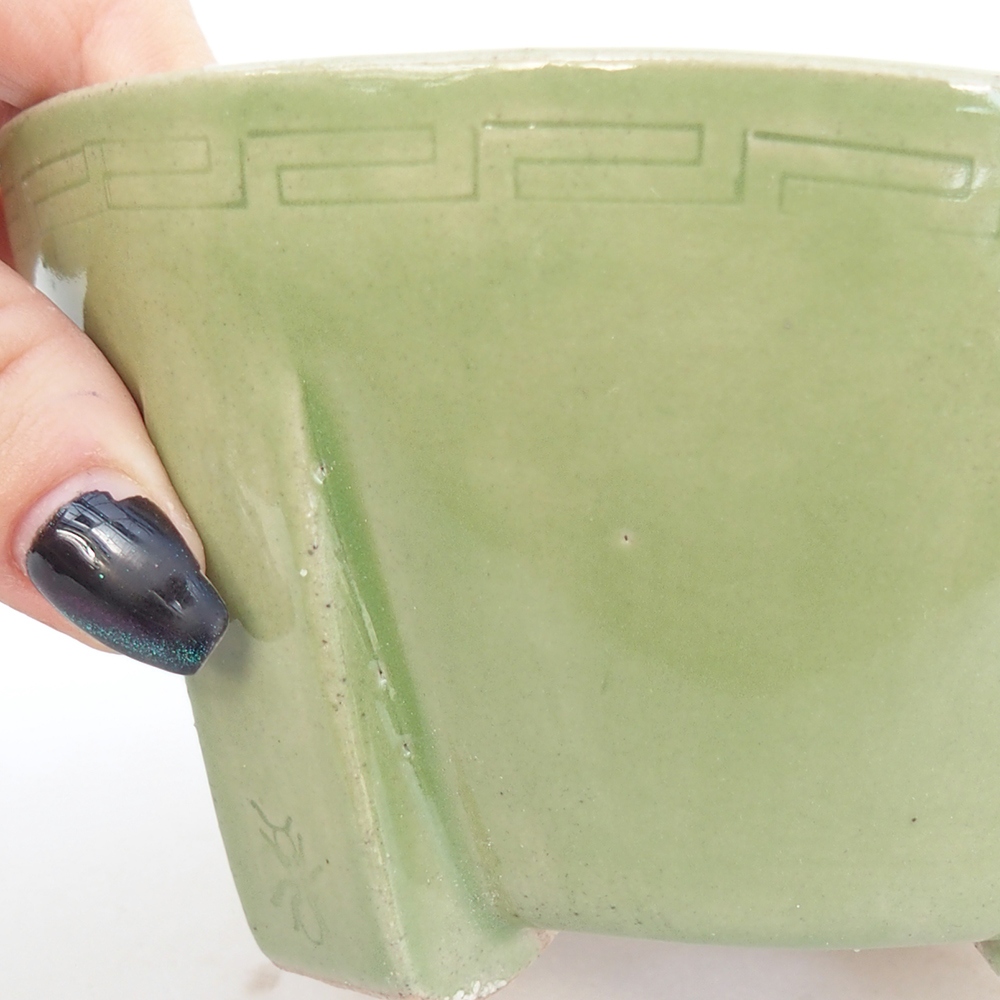 Kerámia bonsai tál 13,5 x 13,5 x 6,5 cm, zöld