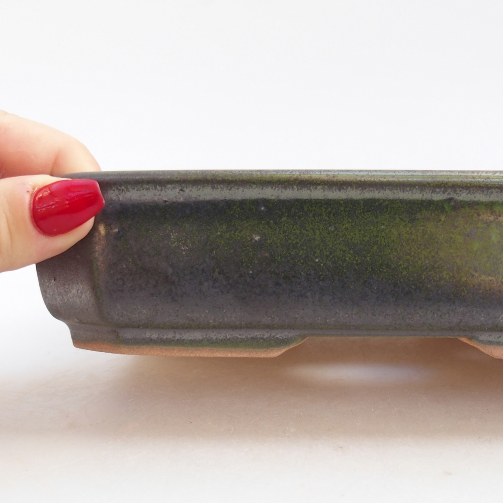 Kerámia bonsai tál 19 x 13 x 4 cm, zöld