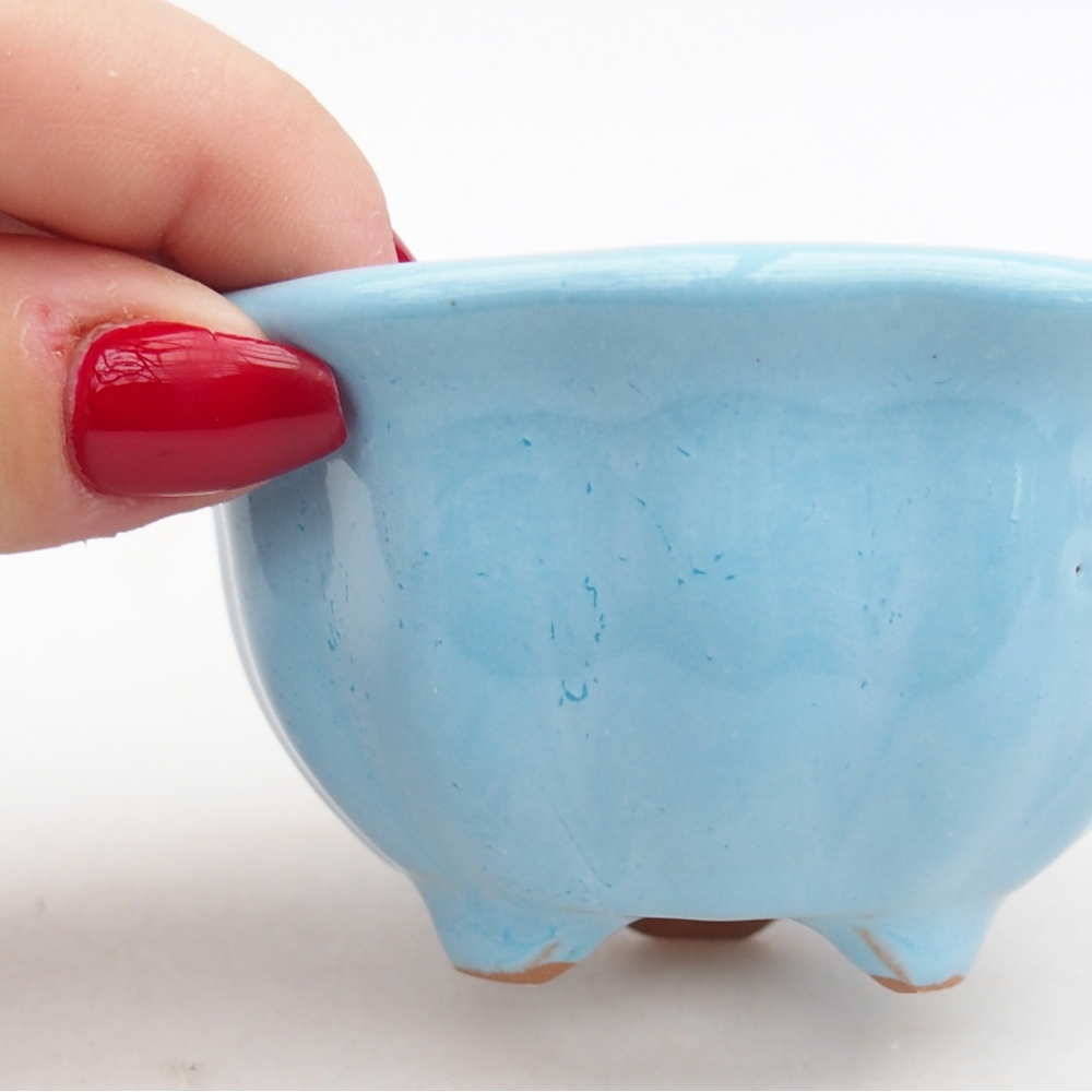 kerámia bonsai tál 8,5 x 8,5 x 4,5 cm, kék színben