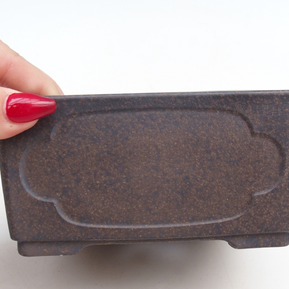 bonsai kerámia tál 12,5 x 12,5 x 6,5 cm, színe barnás okkersárga