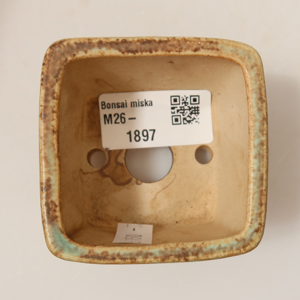 Kerámia bonsai tál 6,5 x 6,5 x 4,5 cm, zöld