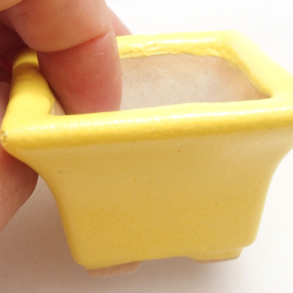 kerámia bonsai tál 5 x 5 x 3,5 cm, sárga