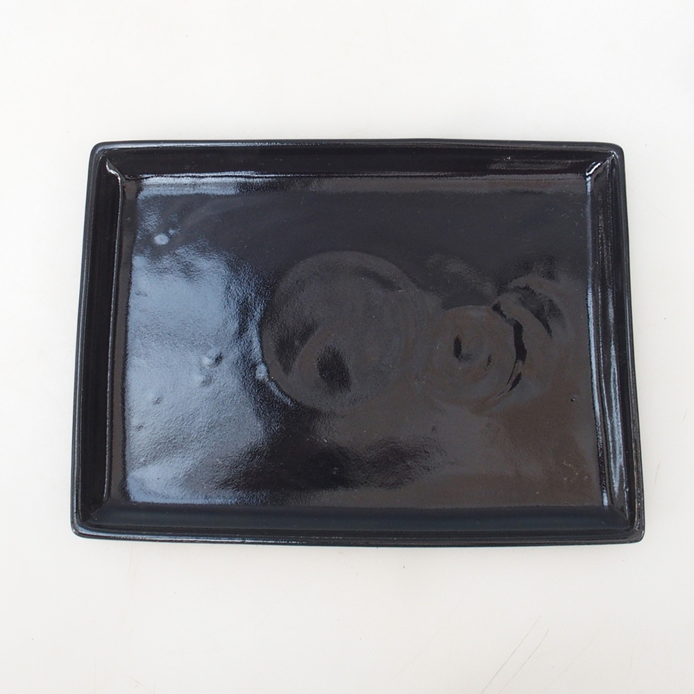 Bonsai csészealj téglalap 22,5 x 17 x 1,5 cm - fekete