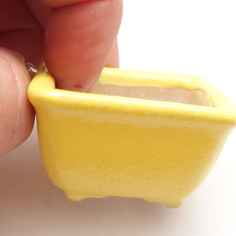 kerámia bonsai tál 4 x 3 x 2,5 cm, sárga