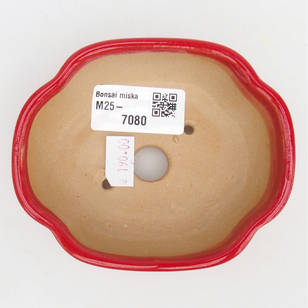 kerámia bonsai tál 10,5 x 9 x 3,5 cm, piros színben