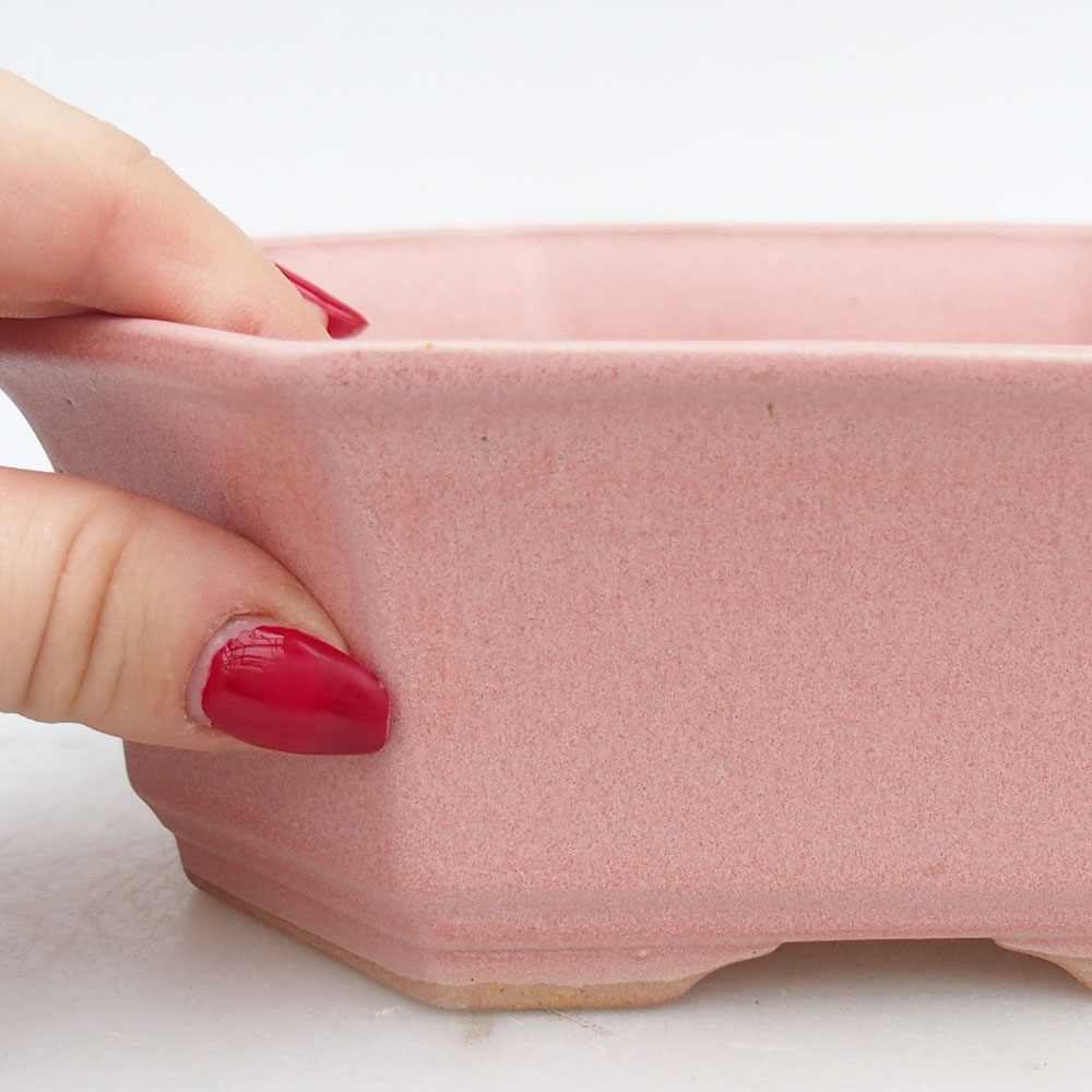 Kerámia bonsai tál 17,5 x 17,5 x 6 cm, rózsaszínű