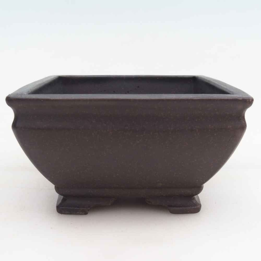 kerámia bonsai tál 13 x 13 x 7 cm, színe barnás okkersárga