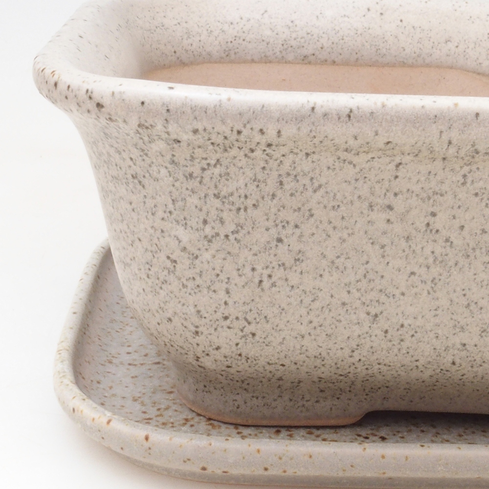 Bonsai tál + csészealj H37 - 14,5x13x6,5 cm. - bézs színű