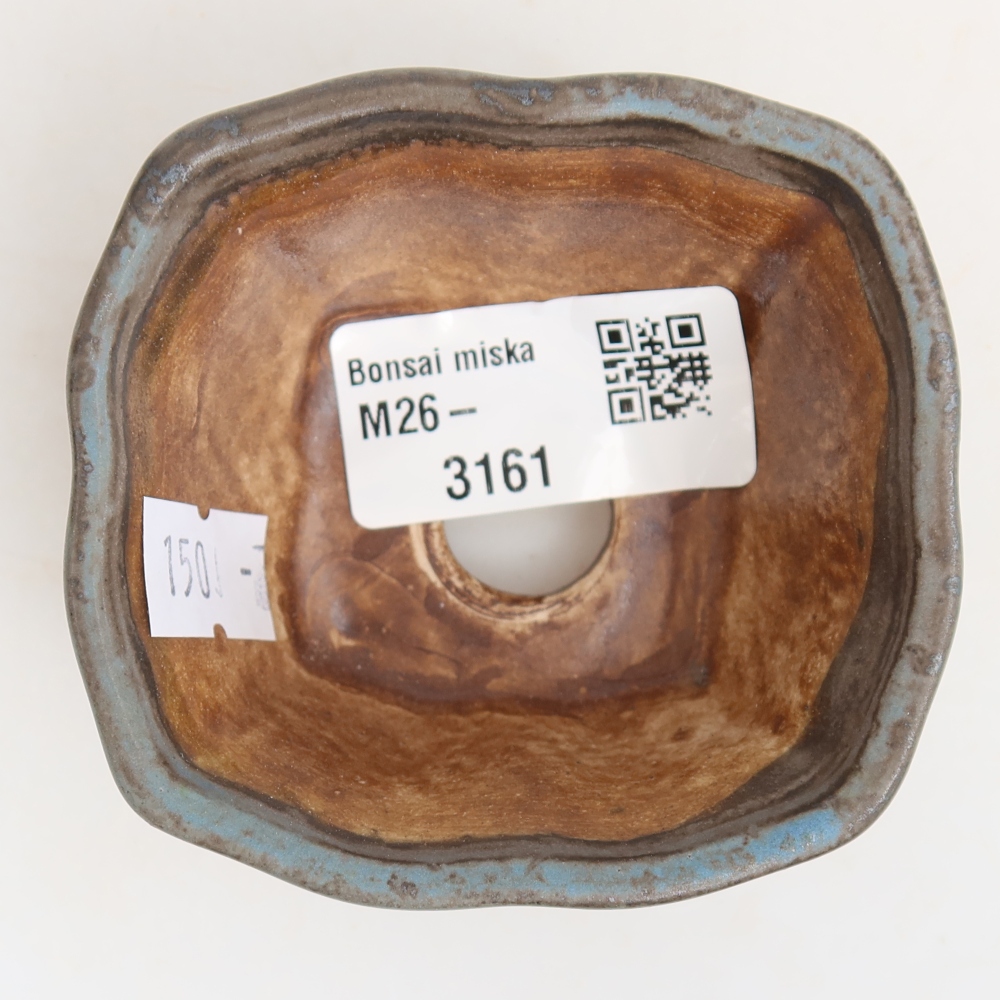 kerámia bonsai tál 7 x 7 x 3,5 cm, kék színben