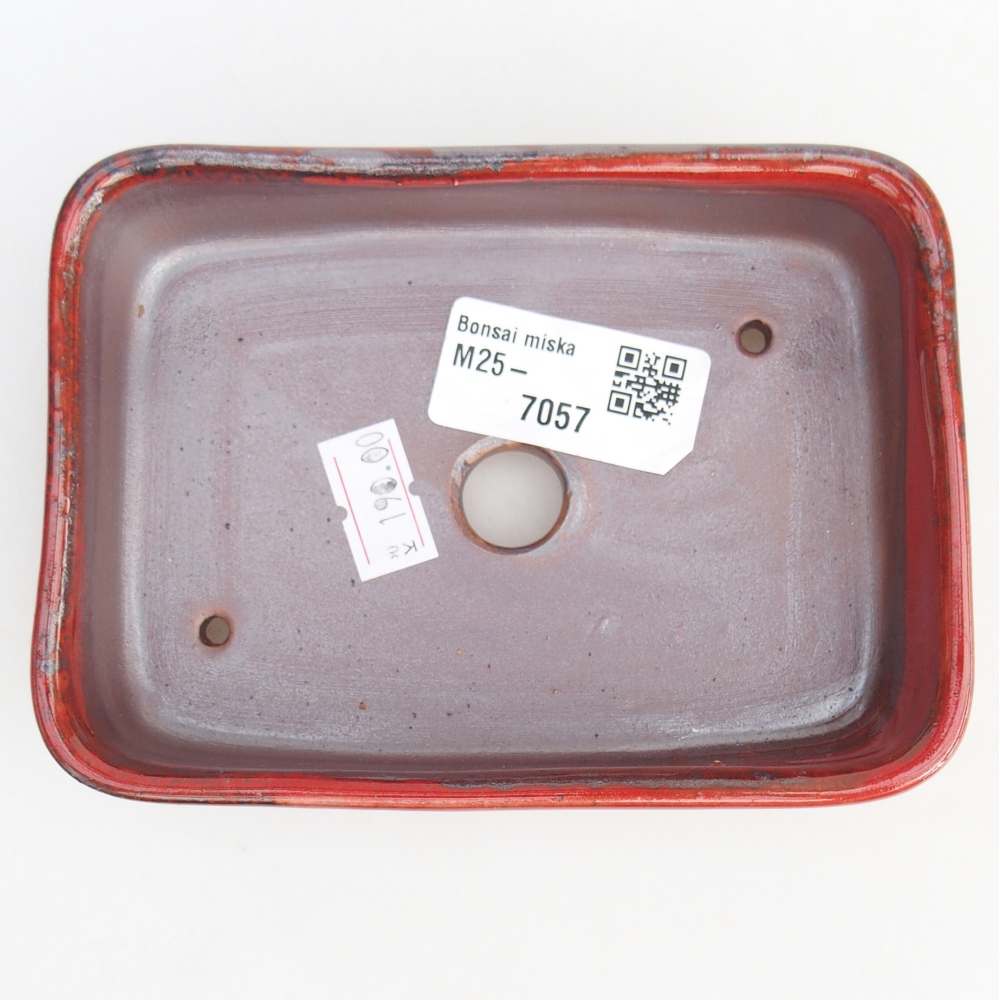 Kerámia bonsai tál 12,5 x 9,5 x 3,5 cm, piros színben