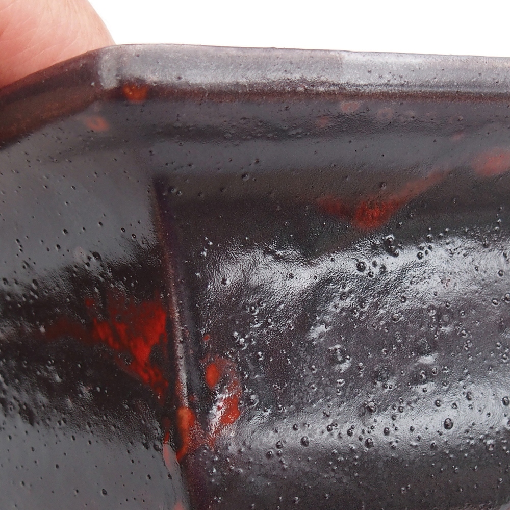 kerámia bonsai tál 18 x 16 x 9 cm, fekete-piros színben