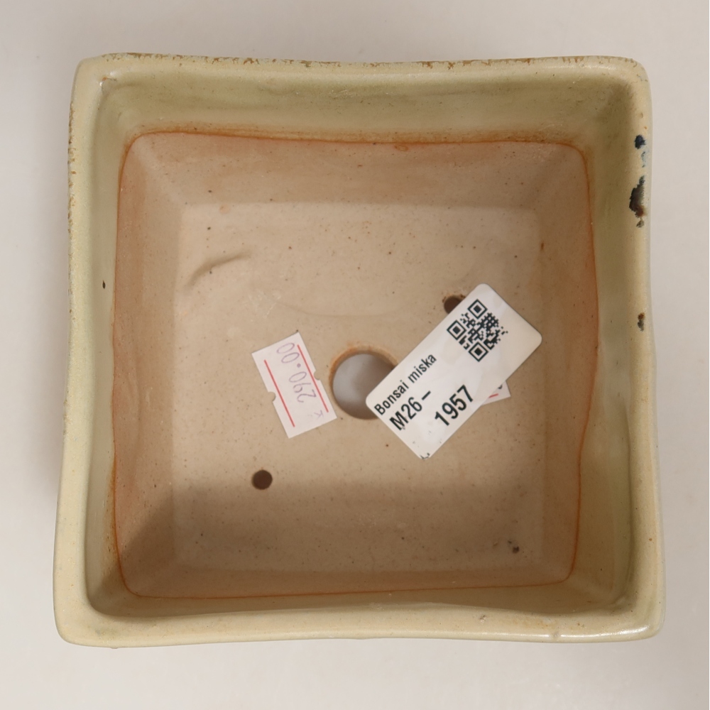 Kerámia bonsai tál 10,5 x 10,5 x 6,5 cm, zöld