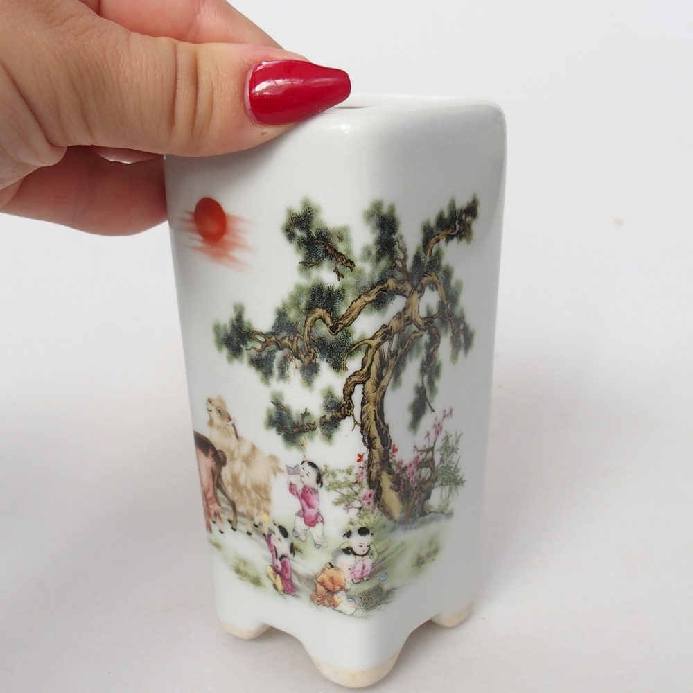 kerámia bonsai tál 5,5 x 5,5 x 12 cm, fehér színben