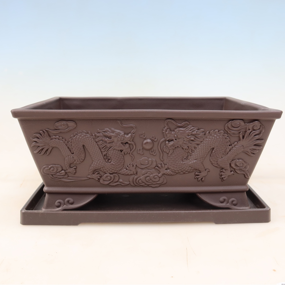 Bonsai-cserepes tál + alátét, műanyag, MP-37 – 28 x 19 x 11,5 cm