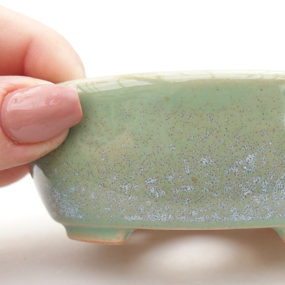 kerámia bonsai tál 9 x 7,5 x 3,5 cm, zöld