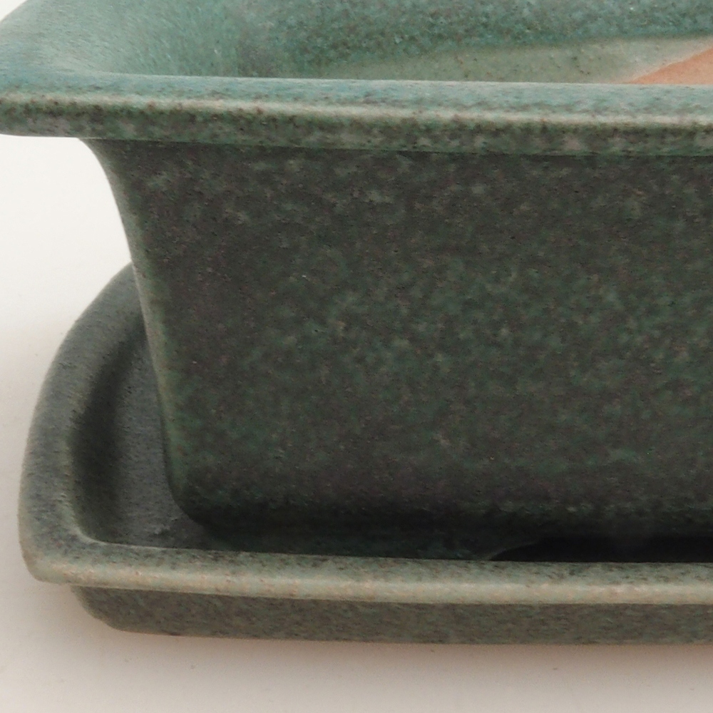 Bonsai tál + csészealj H11 - 11,5 x 10 x 4 cm. - zöld