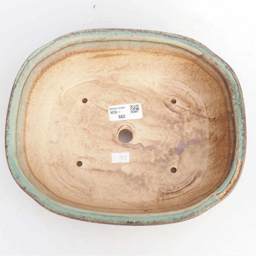 Kerámia bonsai tál 25,5 x 21,5 x 8 cm, zöld