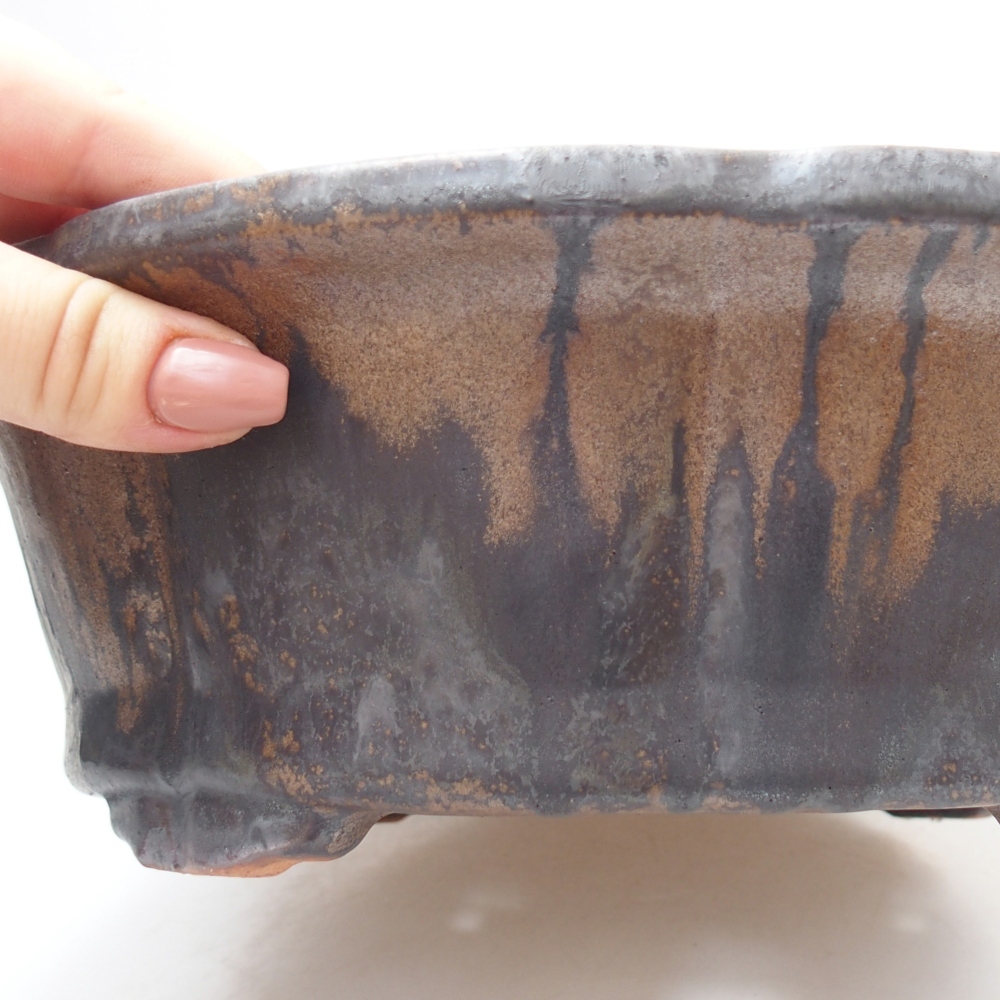 kerámia bonsai tál 26,5 x 26,5 x 8 cm, barna