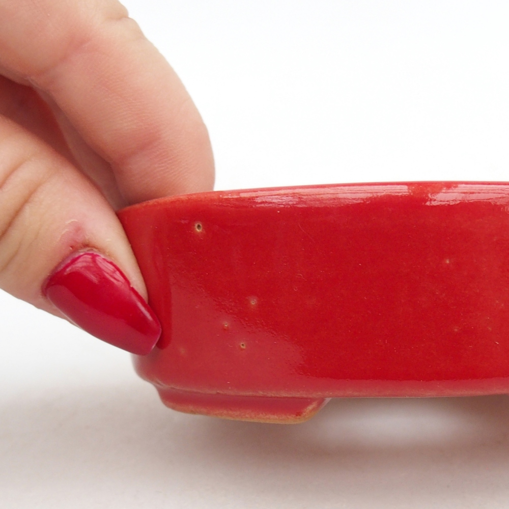 kerámia bonsai tál 9,5 x 8 x 3 cm, piros színben