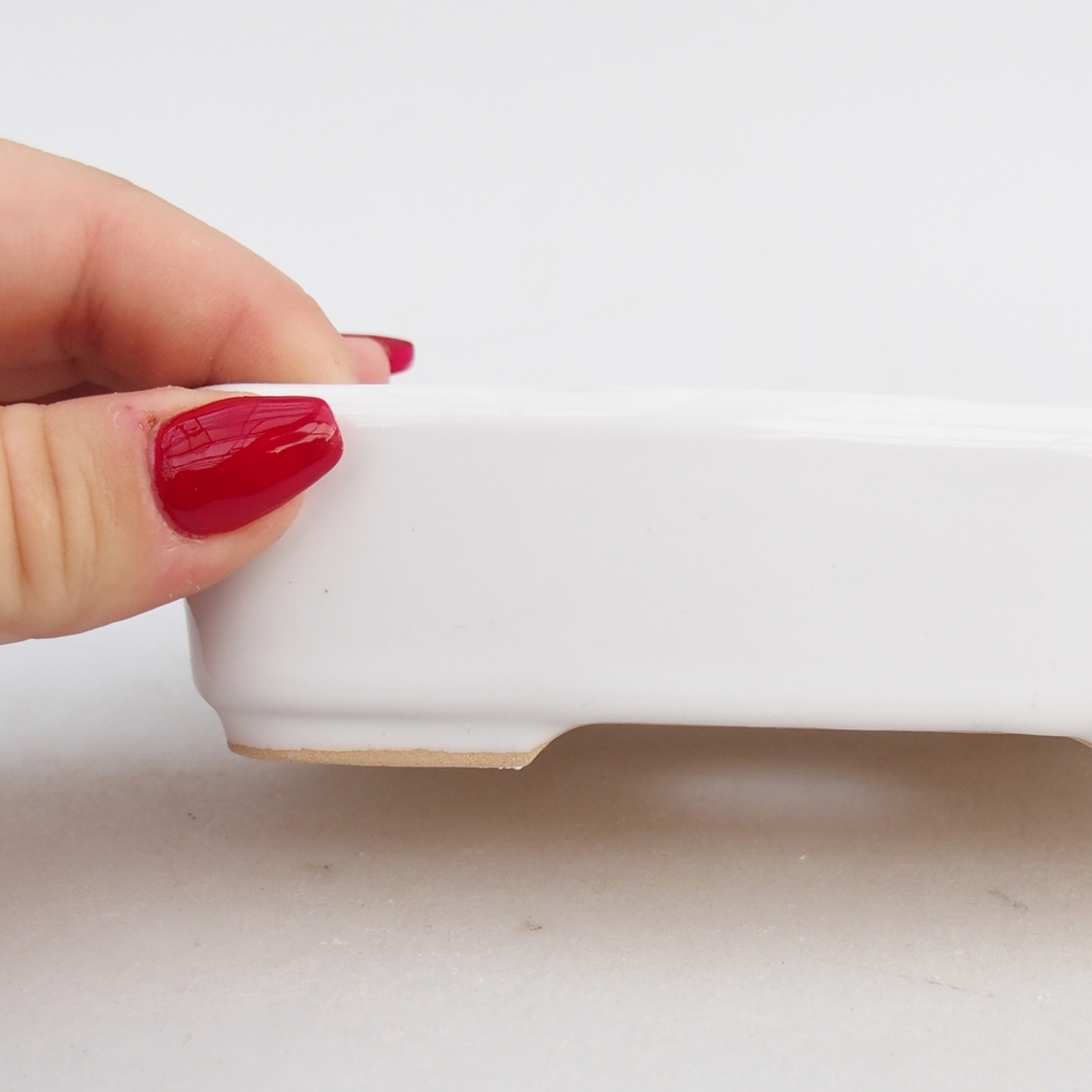 Kerámia bonsai tál 12,5 x 9,5 x 3,5 cm, fehér színben