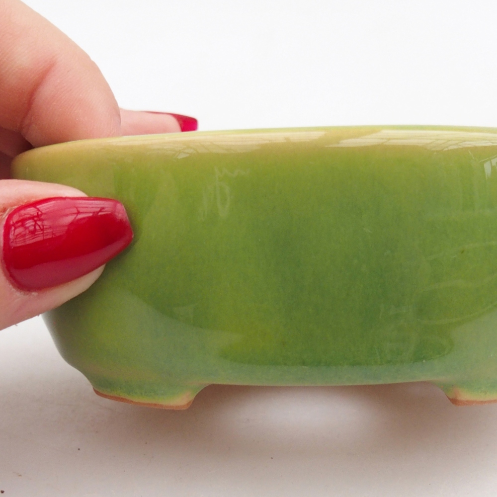 Kerámia bonsai tál 9,5 x 7,5 x 3,5 cm, zöld