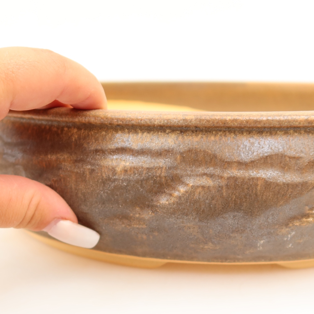Kerámia bonsai-tál, 31 x 31 x 7,5 cm, barna színű