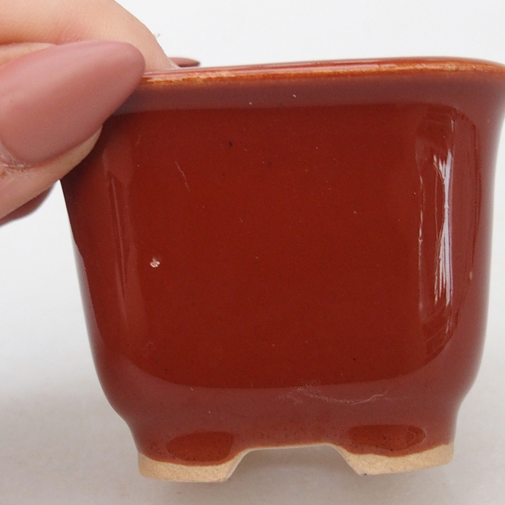 kerámia bonsai tál 6,5 x 6,5 x 4,5 cm, barna