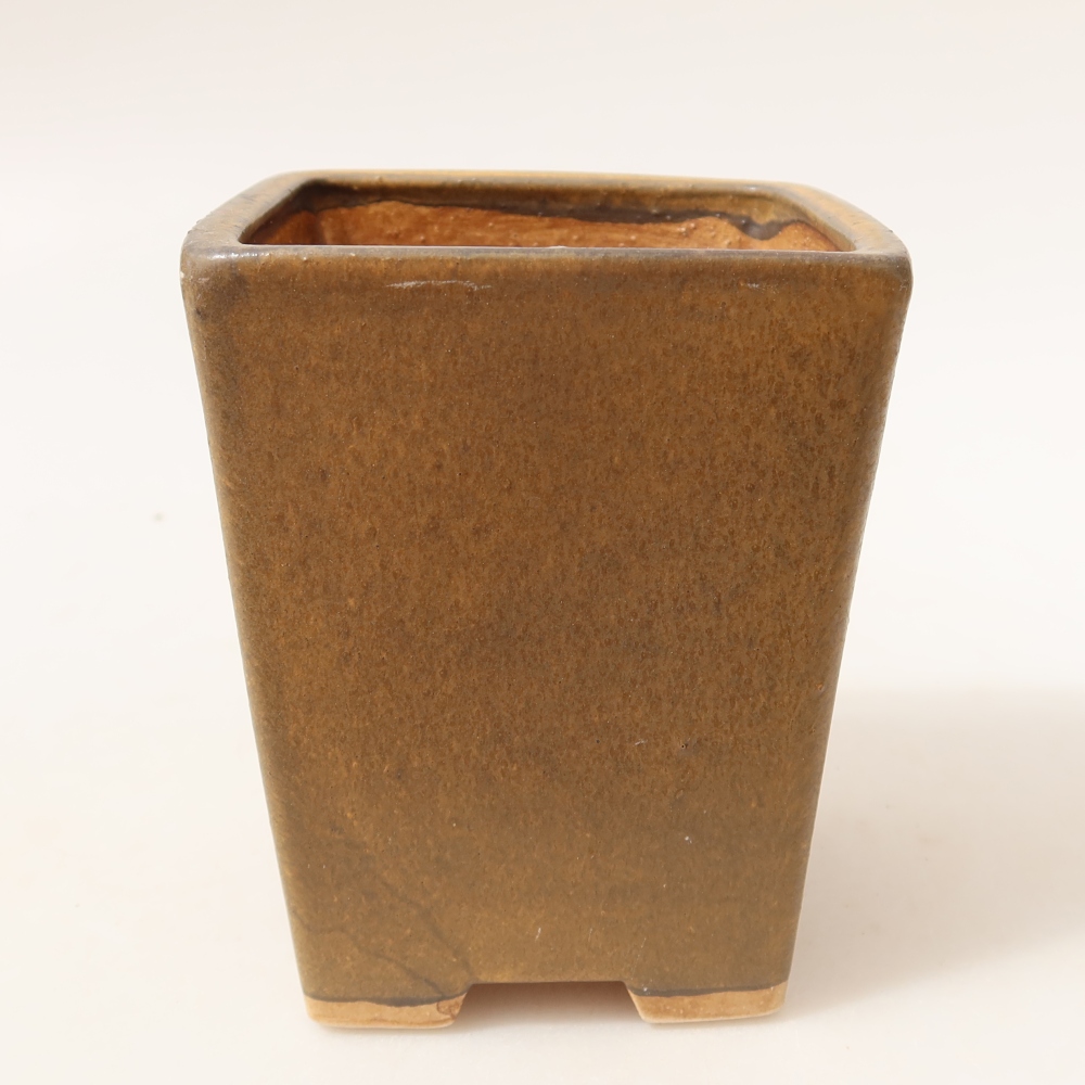 Kerámia bonsai tál, 8,5 x 8,5 x 10,5 cm, barna színű