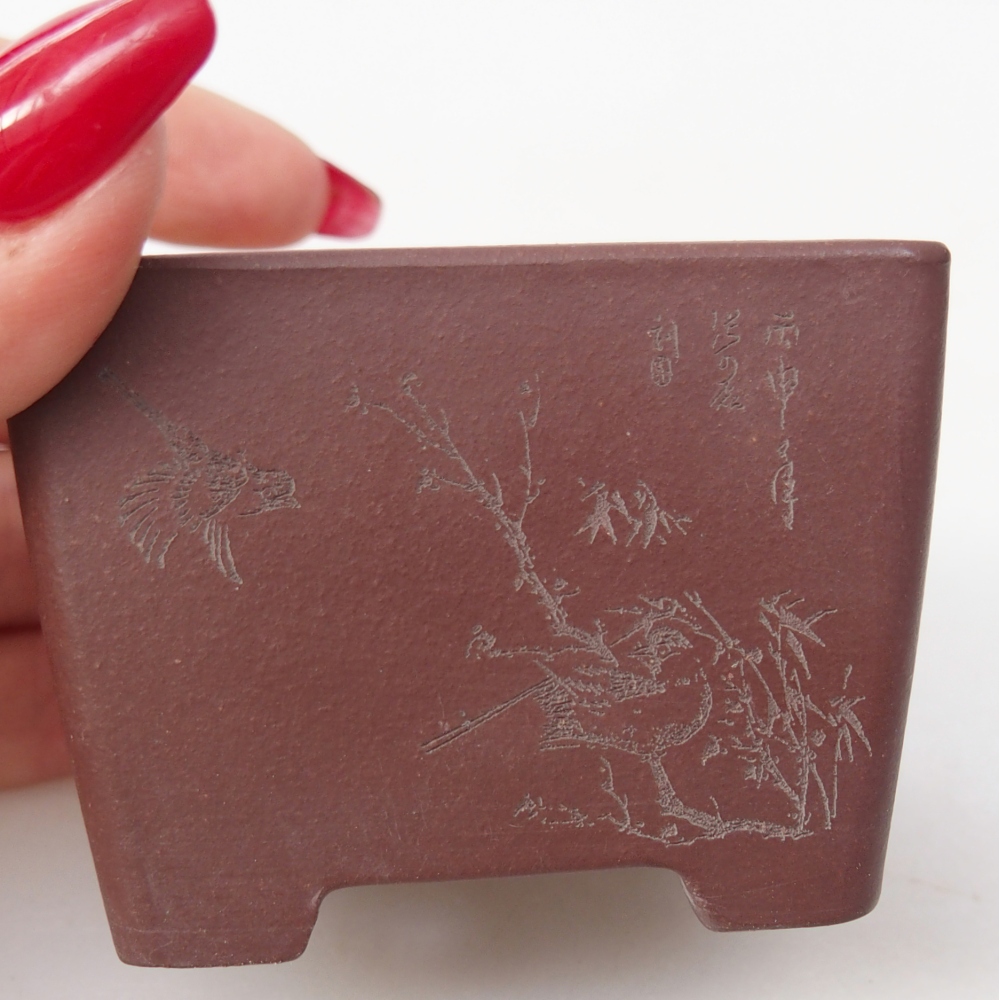 Mini bonsai tál 6 x 6 x 4,5 cm, barna