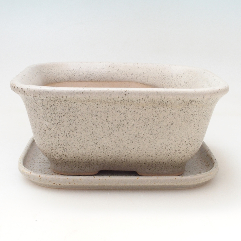 Bonsai tál + csészealj H37 - 14,5x13x6,5 cm. - bézs színű