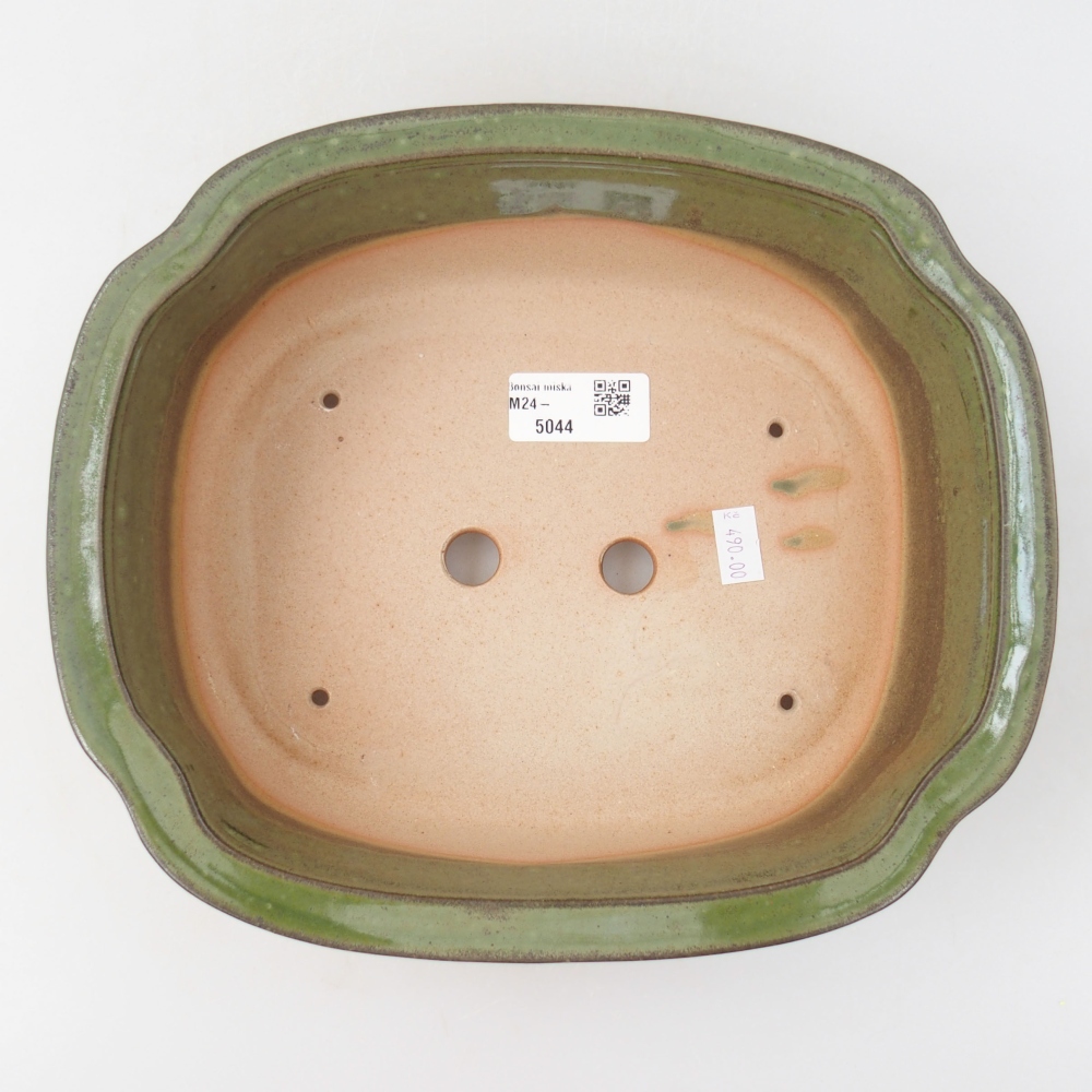 kerámia bonsai tál 24,5 x 21 x 7 cm, zöld