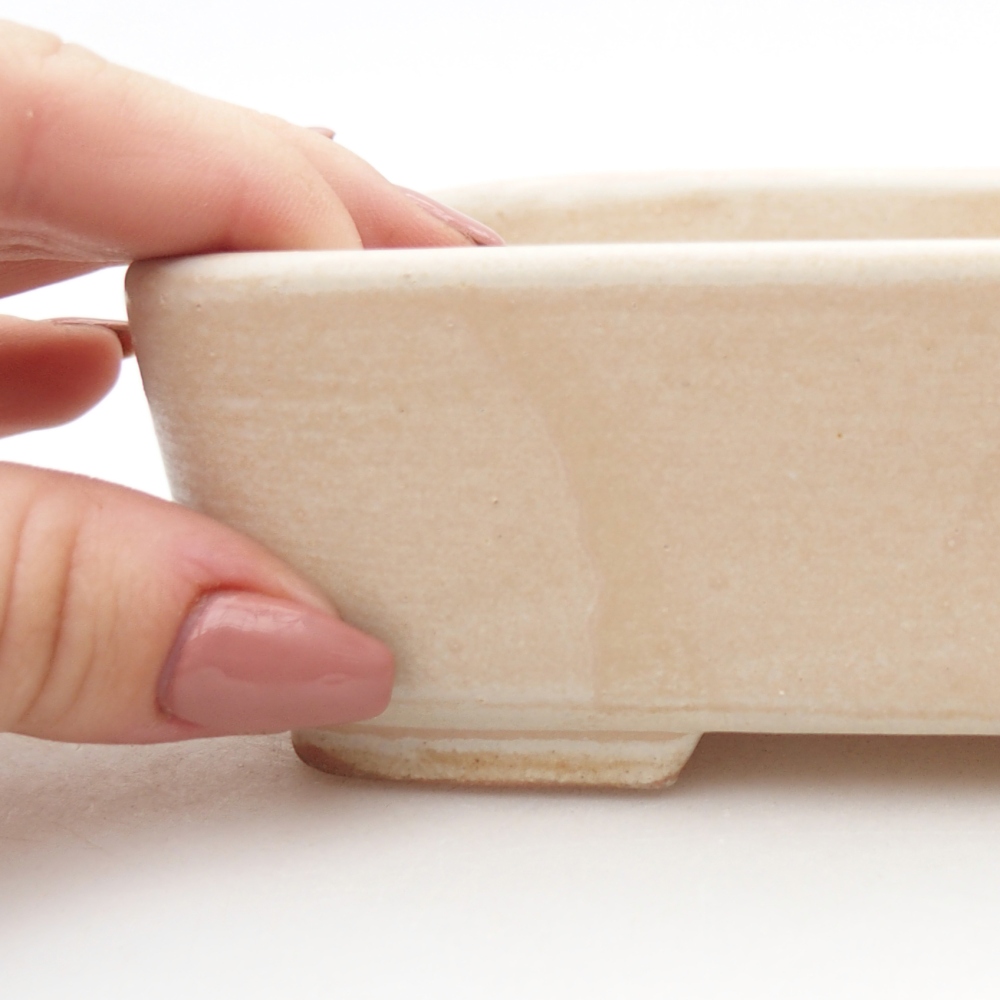 kerámia bonsai tál 15 x 12 x 4,5 cm, bézs színben