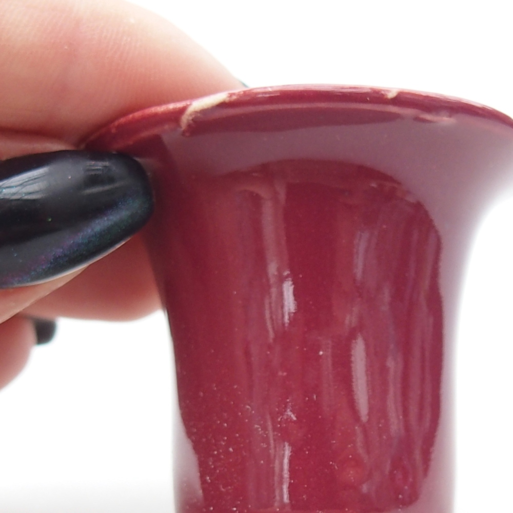 Mini bonsai tál 4,5 x 4,5 x 4 cm, bordó színben