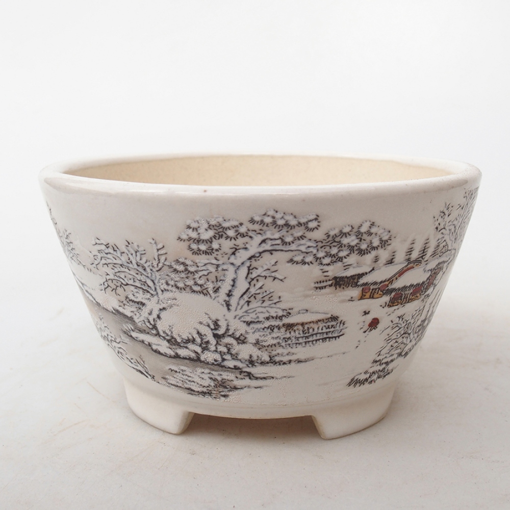 kerámia bonsai tál 12 x 12 x 6,5 cm, fehér színben